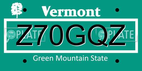 Z70GQZ Vermont License Plate