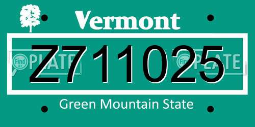 Z711025 Vermont License Plate