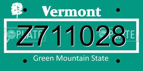 Z711028 Vermont License Plate
