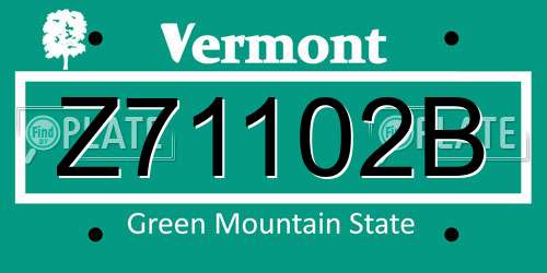 Z71102B Vermont License Plate