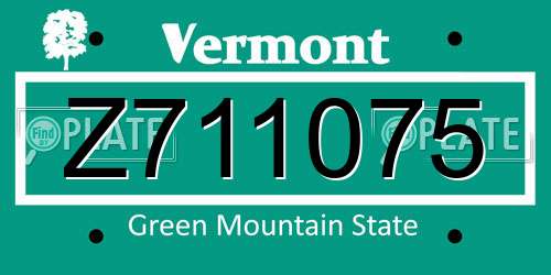 Z711075 Vermont License Plate