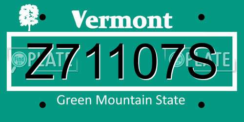 Z71107S Vermont License Plate