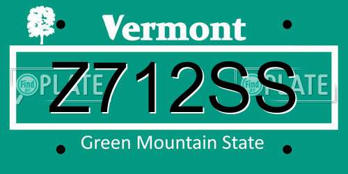 Z712SS Vermont License Plate