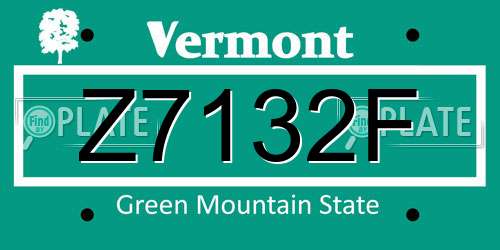 Z7132F Vermont License Plate
