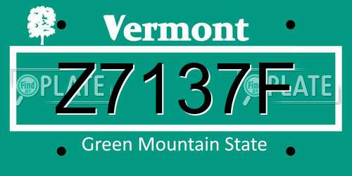 Z7137F Vermont License Plate