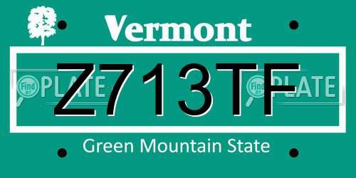 Z713TF Vermont License Plate