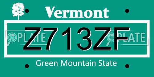 Z713ZF Vermont License Plate