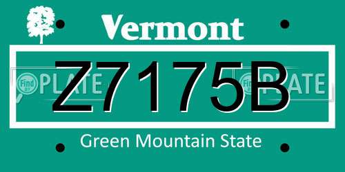 Z7175B Vermont License Plate