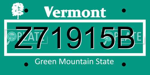 Z71915B Vermont License Plate