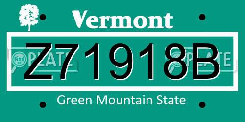 Z71918B Vermont License Plate