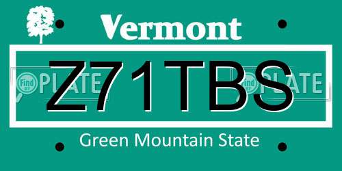 Z71TBS Vermont License Plate