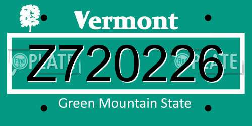 Z720226 Vermont License Plate