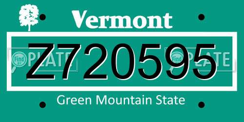 Z720595 Vermont License Plate