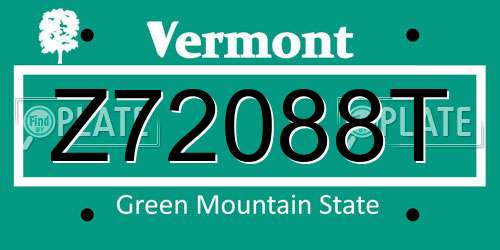 Z72088T Vermont License Plate