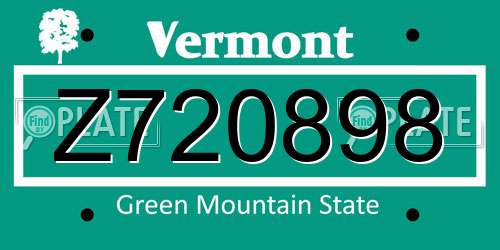 Z720898 Vermont License Plate