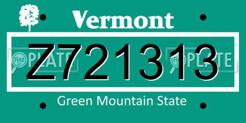 Z721313 Vermont License Plate