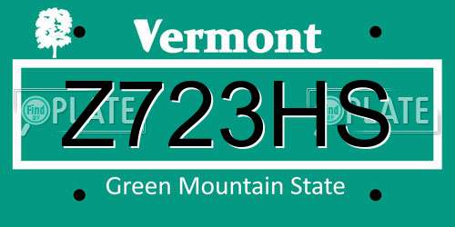 Z723HS Vermont License Plate