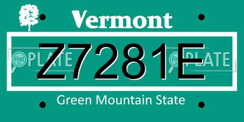 Z7281E Vermont License Plate