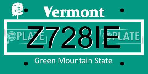 Z728IE Vermont License Plate