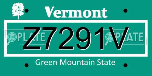 Z7291V Vermont License Plate