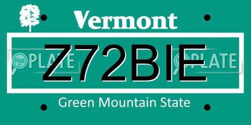 Z72BIE Vermont License Plate