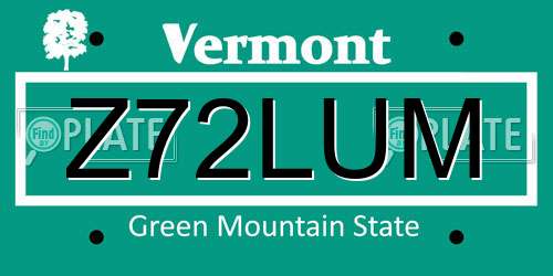Z72LUM Vermont License Plate