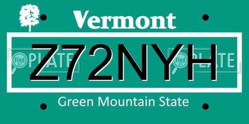Z72NYH Vermont License Plate