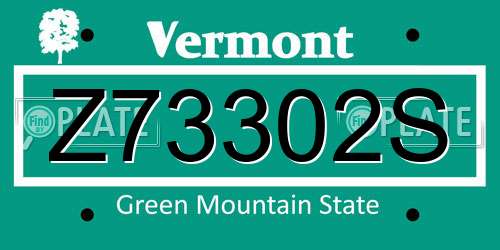 Z73302S Vermont License Plate
