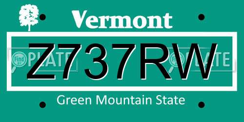 Z737RW Vermont License Plate