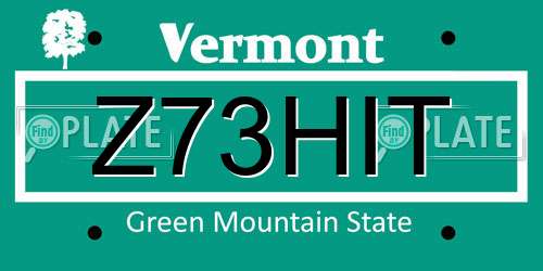 Z73HIT Vermont License Plate
