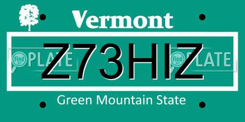 Z73HIZ Vermont License Plate