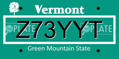 Z73YYT Vermont License Plate