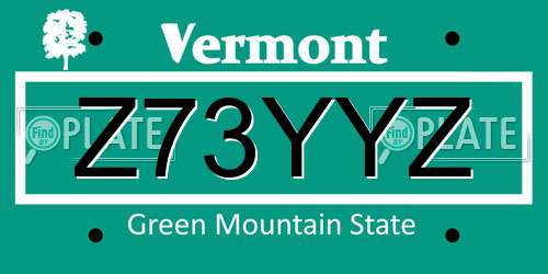 Z73YYZ Vermont License Plate