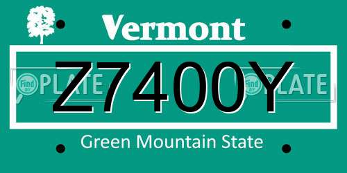 Z7400Y Vermont License Plate