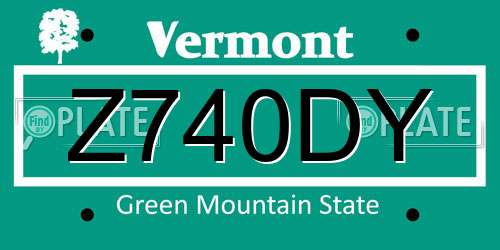 Z740DY Vermont License Plate