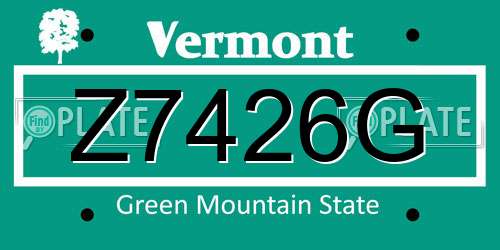 Z7426G Vermont License Plate