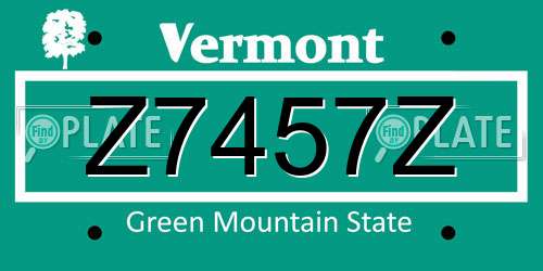 Z7457Z Vermont License Plate
