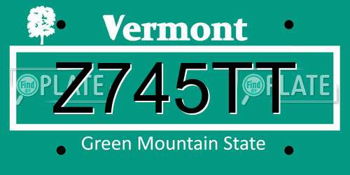 Z745TT Vermont License Plate