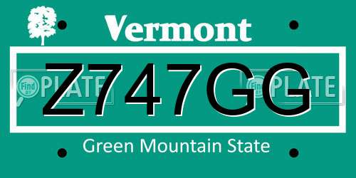 Z747GG Vermont License Plate