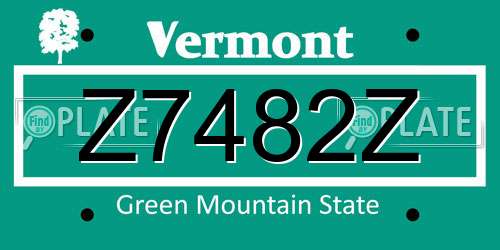Z7482Z Vermont License Plate