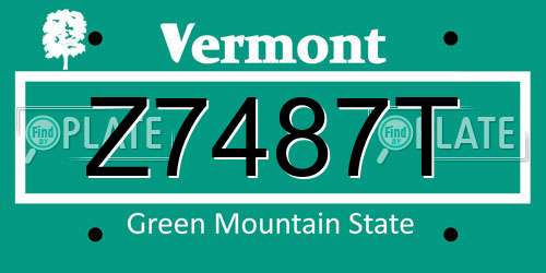 Z7487T Vermont License Plate