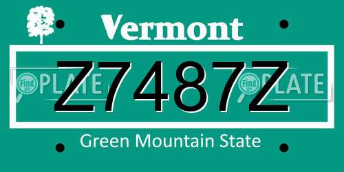 Z7487Z Vermont License Plate