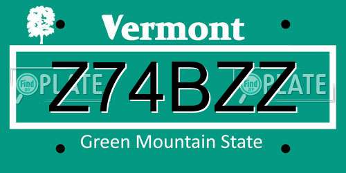 Z74BZZ Vermont License Plate