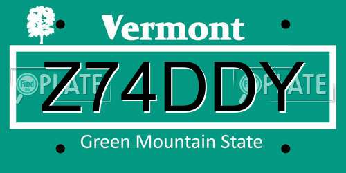 Z74DDY Vermont License Plate