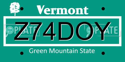 Z74DOY Vermont License Plate