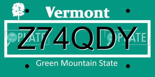 Z74QDY Vermont License Plate