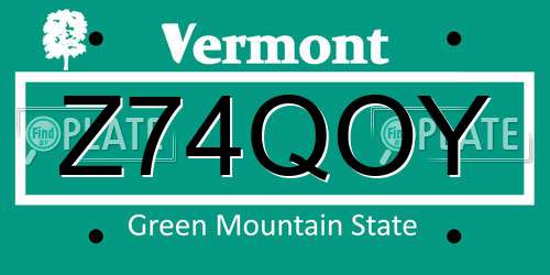 Z74QOY Vermont License Plate