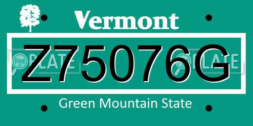 Z75076G Vermont License Plate