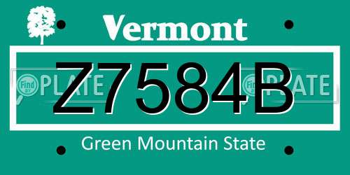 Z7584B Vermont License Plate