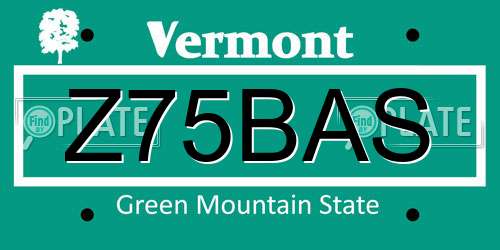 Z75BAS Vermont License Plate